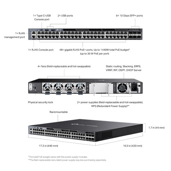 SWITCH 24 TP-LINK 1U 13" 10/100 S/GESTÃO RACKMOUNT